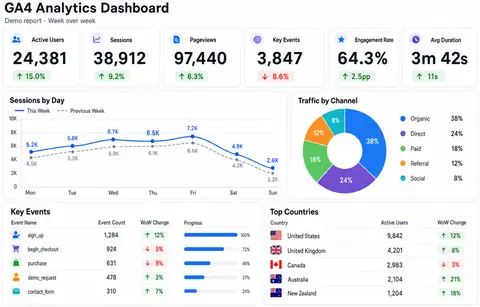 Analytics dashboard produced by the agent